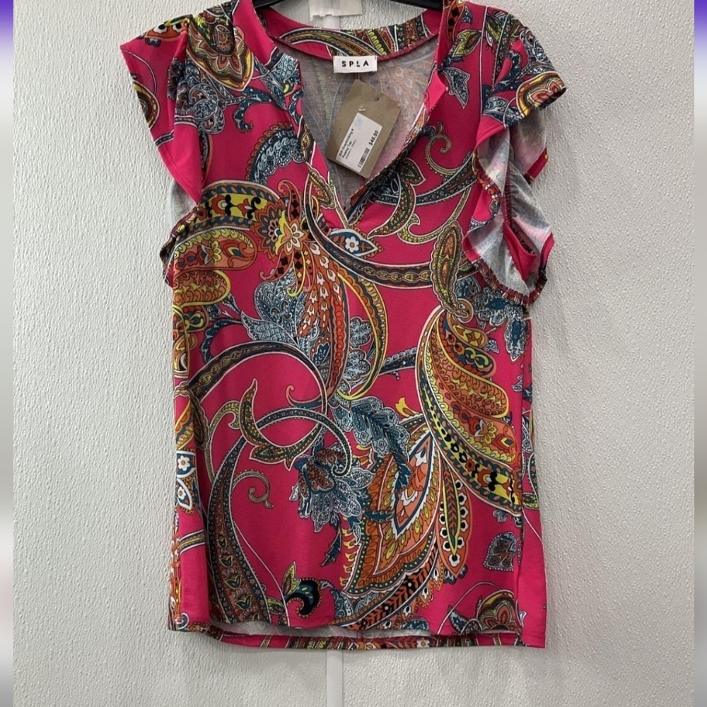 NWT Spla Paisley Print Pink Top